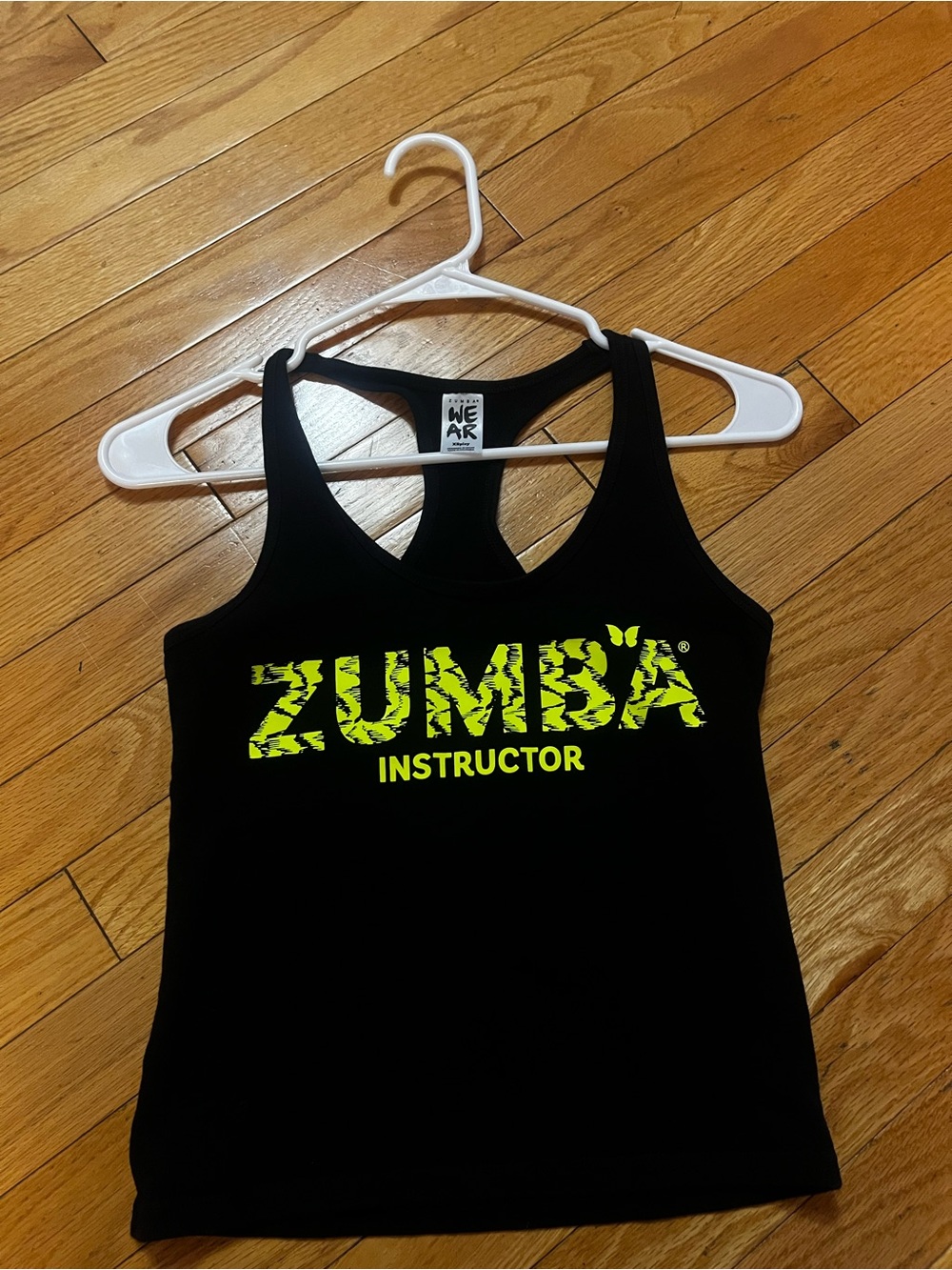 Zumba Fitness Black Tank Top with Neon Yellow Logo